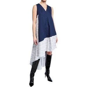 palmer//harding “Super” Sleeveless Asymmetrical Two-Tone Dress Navy White US 4/6